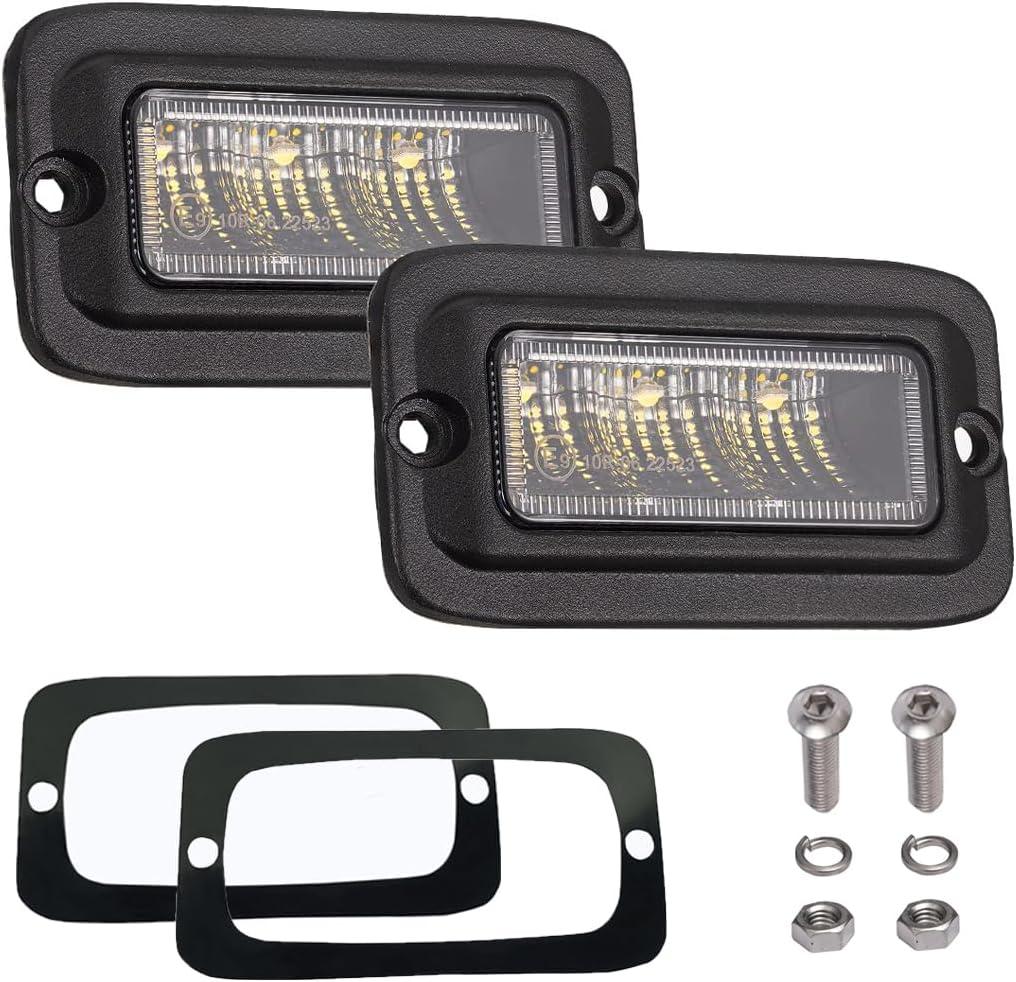 Raycharm 4.3" Flush-Mount Off-Road LED Pods, 6000K Cool-White, Wide Flood Beam, Reverse & Backup Light for Jeep, Truck, UTV, ATV, IP68 Waterproof/Shockproof, 12V/24V, 2-Pack