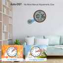 WallarGe Atomic Wall Clock - Never Needs Setting, Digital Wall Clock Battery Operated with Date, Temp, DST, Self-Setting Time, Easy to Read 8 Inch Display for Bedroom, Living Room, Home, Office