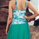 Kate Kasin Women's Tankini Swimsuits Tummy Control Two Piece V Neck Ruched Bathing Suits with Skirts Beach Swim Dress