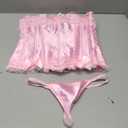 ICEGIA Women's Lace Up Boned Overbust Corset Bustier Lingerie Body shaper Top Size Small