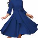 FENJAR Women's Formal Dresses Casual Wedding Guest Church Work Elegance Audrey Hepburn Style A-line Midi Dress (S)