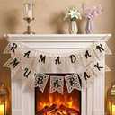 2 Pcs Eid Ramadan Mubarak Wooden Banner-Rustic Bead Ramadan Decorations Black Letter Muslim Party Decor Supplies for Home Fireplace Indoor Outdoor Holiday Celebration（DIY Kit: Hand-Assemble Your ）