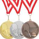 3 x MECCANIXITY Tennis Award Medals 2.7 Inch, Gold Silver Bronze Award Medals with Neck Ribbon for Team Sports Games Competitions Party Favors 3 Pieces