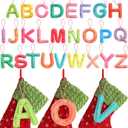 WovWeave 26 Pcs Christmas Stocking Tags Letter Hanging Ornaments Xmas Stocking Felt Tags Xmas Tree Decor Letter a to Z Cutout Tag Letters Name Tag Christmas Decor for Holiday Party Favors(26)