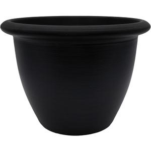 The HC Companies Sevilla Flower Planters - Outdoor & Indoor Planter - Round Self Watering Plant Pots for Herbs & More (9, Black, Pack of 1)