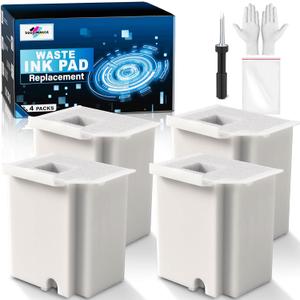 Waste Ink Pad Replacement with Reset Software for Ecotank ET-2800 ET-4800 ET-2803 ET-2720 ET-2400 ET-4700 ET4800 ET2800 ET2803 ET2720 2800 4800 2803 Printers, Waste Ink Pad Maintenance Box (4 Packs)