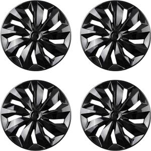 Hubcaps Wheel Cover Replacement Size R14 Hub Cap Universal-Fit Steel Wheels Rims Cover ABS Tire Caps for Most Car Truck Sedan SUV -Set of 414-inchBlack