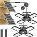 Solar Shed Light Outdoor Indoor Solar Powered Motion Sensor Pendant Light,144LED 1200LM Daytime Work with 5 Modes & Remote Control 4 Heads IP65 Waterproof for Garage Barn Shop 2 Pack