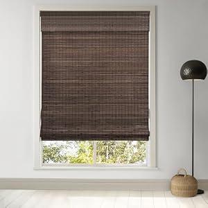 LazBlinds Cordless Bamboo Roman Shades, Privacy Blinds for Interior Windows, Room Darkening Roll Up Bamboo Blinds for Home & Patio, 34.5" W x 64" H, BDP-Espresso
