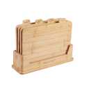12.6"L x 9"W Bamboo Cutting Board Set of 4 - Wood Cutting Board Set with Holder, Chopping Boards Set with Food Icons, Juice Groove - Ideal for Meat, Fish, Bread, Vegetable, Fruit Chopping