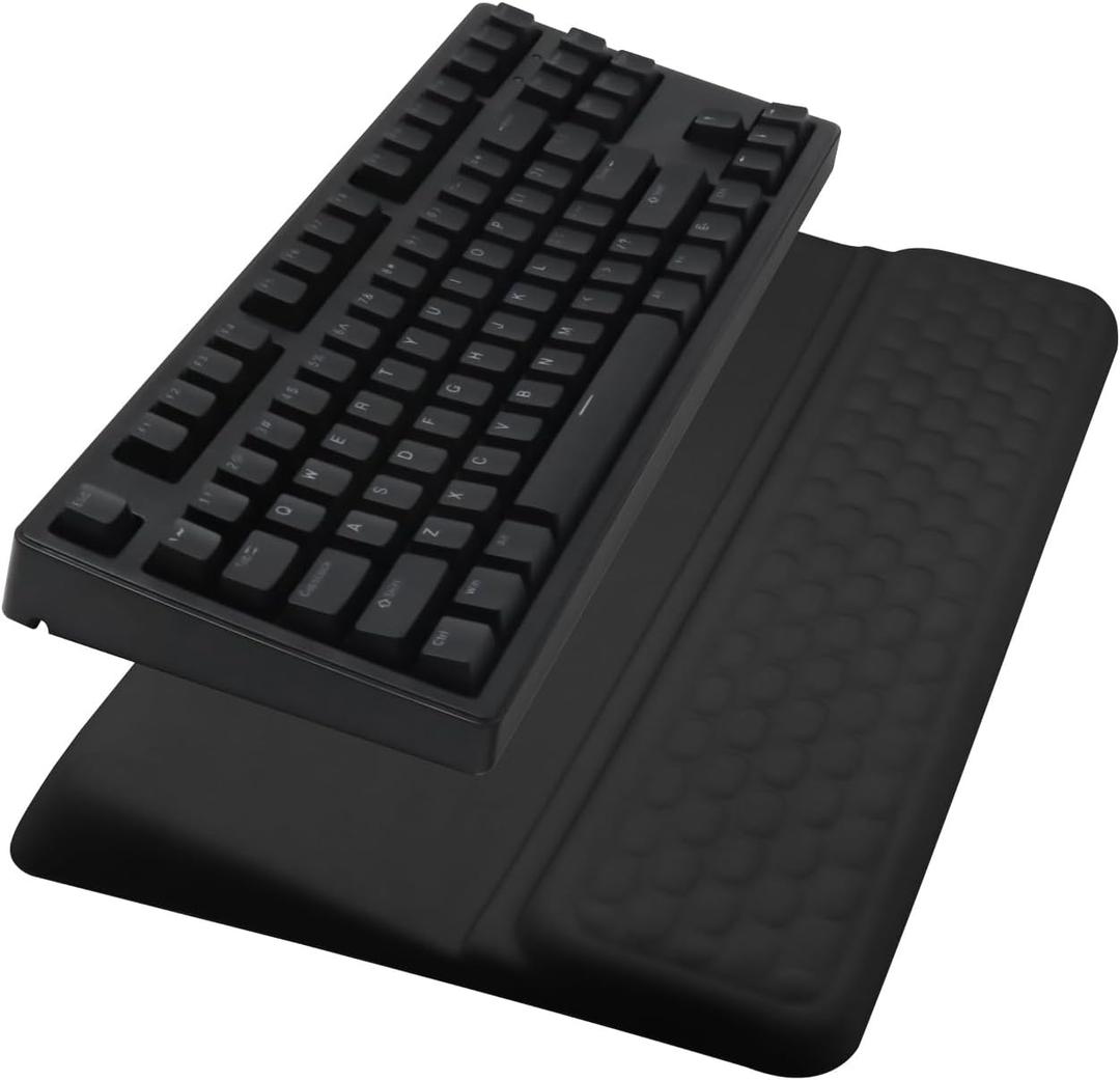 Computer Keyboard Stand Pad with Wrist Rest, Ergonomic Comfy Tilted Keyboard Stand Riser Holder Pad for Office Home (Black)