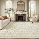 Soalmost 8x10 Area Rugs, Washable Rugs, Large Stain Resistant Beige Area Rug for Living Room Bedroom Dining Room, Vintage Farmhouse Rug