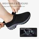STQ Walking Shoes Women Slip on Sneakers Non Slip Work Arch Support Tennis Plantar Fasciitis Orthopedic Breathable Mesh Comfortable Ladies Nursing