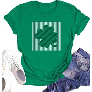 Womens St Patricks Day Shirts Let The Shenanigans Begin Graphic Shirt Funny Shamrock Short Sleeve Luck Tee Tops (Green, XL)