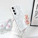 NITITOP Compatible with Samsung Galaxy A15 Case Clear Ribbon Bow Knot Pattern for Girls Women Bowknot Durable with Chain Wrist Strap Soft TPU Shockproof Protective Phone Cover - White