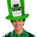 Happy St. Patrick's Day Hat - Green & White with Embroidered Shamrock