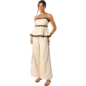 Petal & Pup Women's Mollymook Pants (X-Large, Cream Black)