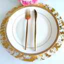 Disposable Gold Placemats Set of 100 Metallic Thin Round 13 Inch Gold Doilies Mesh Pressed Fall Table Placemates 100 Pack Charger Plates for Wedding, Birthday Party