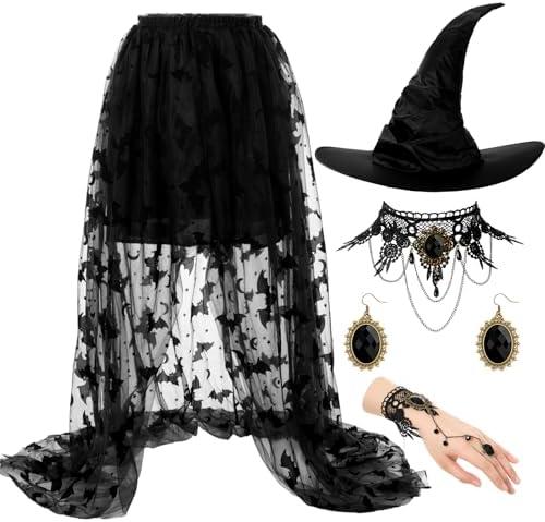 Yearntown Halloween Witch Costume for Women Steampunk Lace Skirt Cosplay L