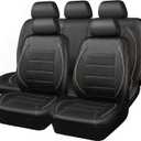 CAR PASS Universal FIT Piping Leather Car Seat Cover, for suvs,Van,Trucks,Airbag Compatible,Inside Zipper Design and Reserved Opening Holes (Full Set, Black and Beige)