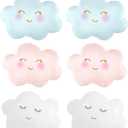 6PCS Cloud Balloons Foil Mylar Cloud Balloons for Birthday Party Decorations Supplies (White Pink Blue)