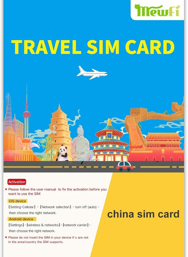 China SIM Card with China Local Number, Local Calls and Text, 4G Network 60 Days (10GB+30 Minutes)/Month Local Calls in China, Receiving SMS Free, Requires Real Name verification
