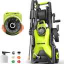 Pressure Washer, Adjustable PSI 2.5 Max GPM, Power Washer with 33 FT Hose Reel, Steel Wand, 500ml Foam Cannon, 4-Nozzle Set, Electric Pressure Washer for Cars, Fences, Patios