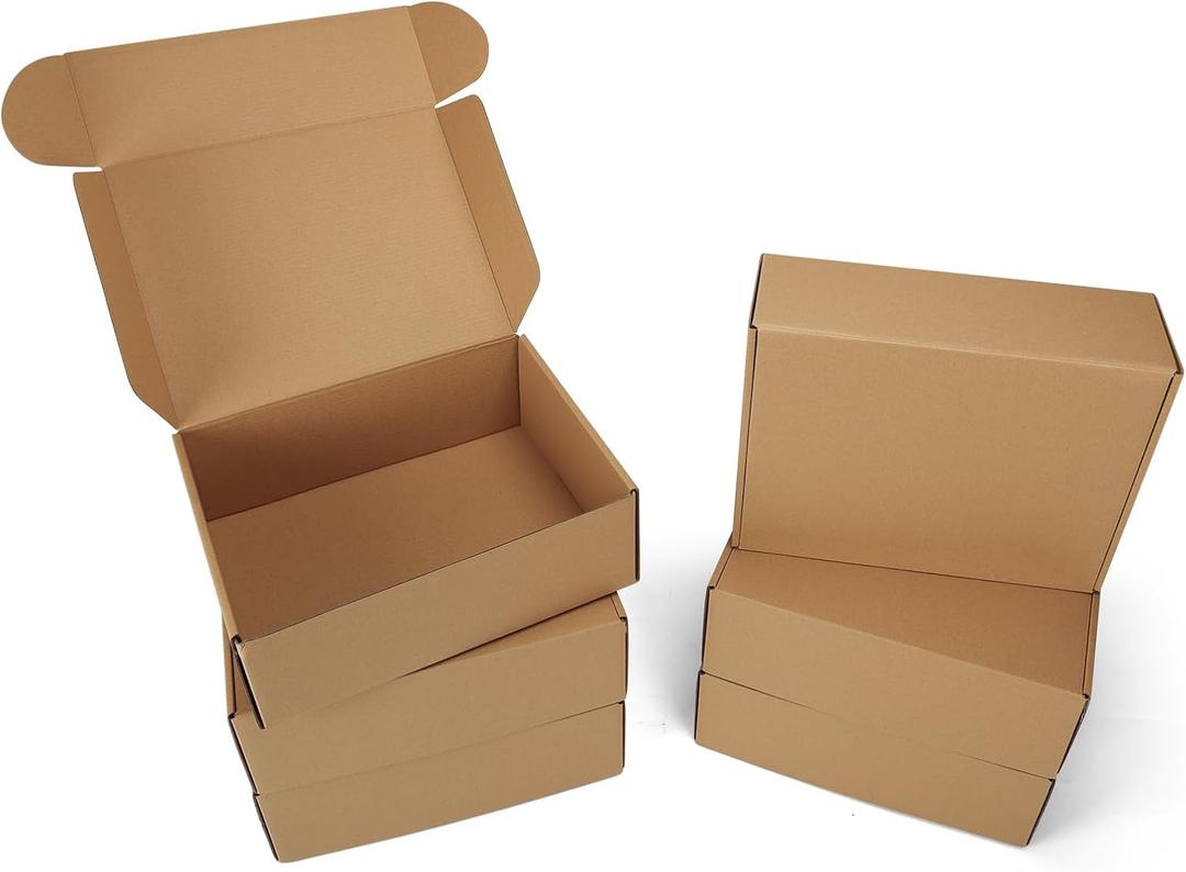 PHAREGE 12x9x4 inch Shipping Boxes 6 Pack Brown, Tab Lock Tuck Top Mailer Boxes for Packaging Small Business, Medium Cardboard Gift Boxes for Wrapping Mailing Present