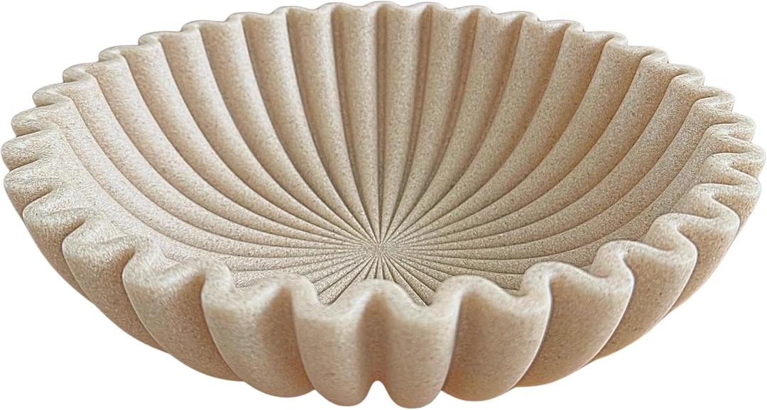 OAKOA Beige Resin Large Decorative Bowls for Home Decor - Decorative Bowl for Keys Entryway Table - Decorative Fruit Bowl Decor - Purse Bowl