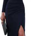 Sarin Mathews Womens One Shoulder Long Sleeve Cocktail Dresses Sexy Bodycon Ruched Wrap Split Party Formal Long Dress (Medium, 06navy)