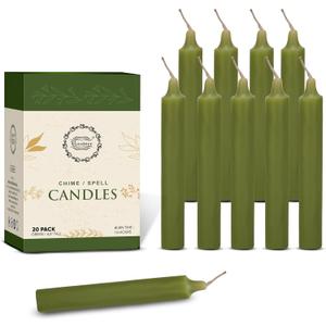 Raajsee Unscented Mini Taper Candles Pack of 20, Green | 5 Inches (H) Dinner Candle Sticks| Smokeless, and Dripless| Paraffin Wax with Cotton Wicks | Long Burning Time