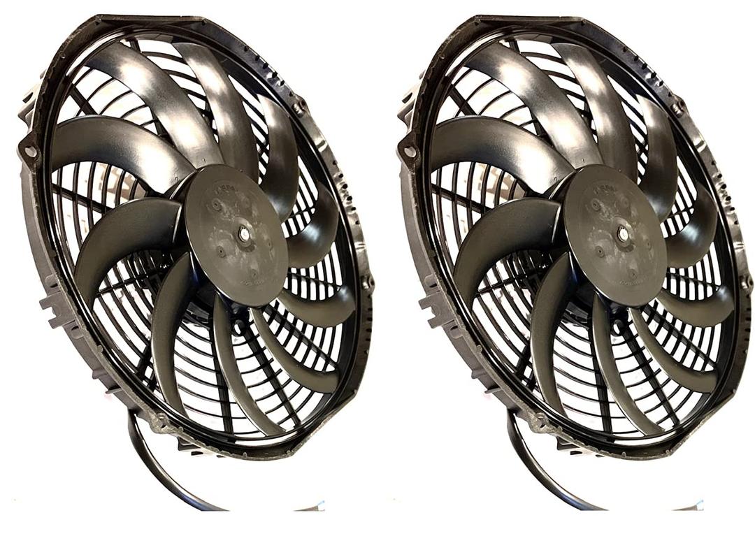 SPAL 30100435 10'' Low-Profile Radiator Puller Fan Curved Blades 12 Volt 847 cfm VA11-AP7/C-57A Cooling for Radiators, Oil Coolers, and Compact Applications - 2 Pack