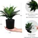 JUSTOYOU 14" Large Artificial Succulent Faux Agave Plant in Pot, Fake Potted Desk Plant Realistic Greenery Artificial Plants for Indoor Office Home Decor Bathroom Kitchen Shelf (Dark Green)