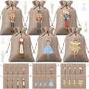 Kinlop 24 Pieces Christmas Nutcracker Burlap Gift Bags with Drawstrings 6 Designs Christmas Holiday Goody Treat Bags Linen Wrapping Candy Pouches Jewelry Pouches for Xmas New Year Party Favors