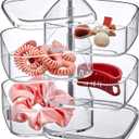 Amazing Abby - Inspire - 4-Tier Acrylic Hair Accessories Organizer with Lid, Plastic Jewelry Holder, Rotating Makeup Accessories Container, Beauty Supply Storage, Clear, Square (4.5" x 4.5")