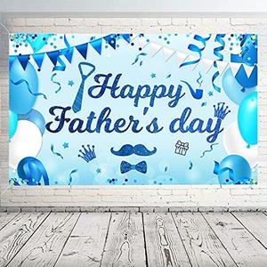 JOZON Backdrop Banner for Happy Fathers Day 70 x 43 Inch Large Size Banner for Fathers Day Blue Background Banners Party Decorations Supplies for Fathers Day Dads Day Family Photo Booth Prop