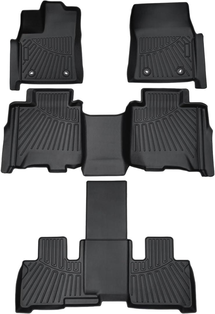 Cartist Floor Mats Compatible with Toyota Sequoia 2023 2024 2025 2026 (Only Fits 7 Passenger Models Without Center Console) All Weather Floor Liners for Toyota Sequoia Accessories TPE Heavy Duty