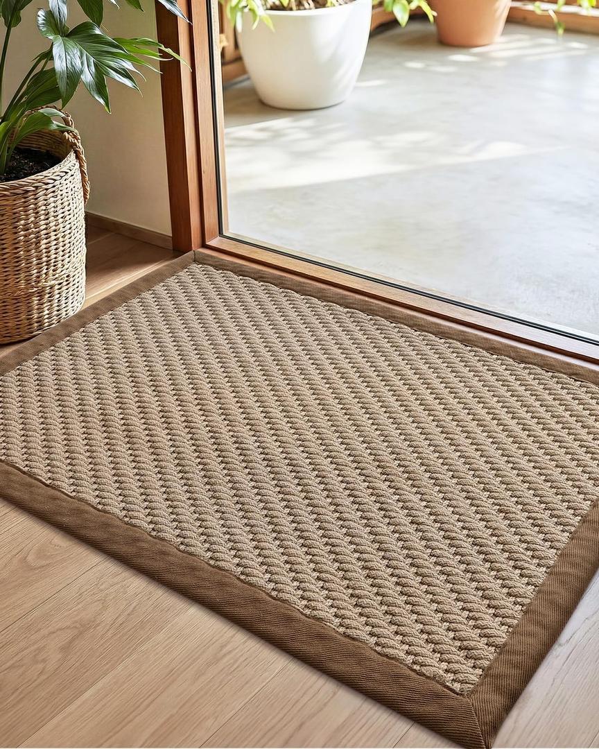 Color&Geometry Handwoven Jute Entry Rug - Natural Textured Front Door Mat 24"x36", Non-Slip Durable & Eco-Friendly Doormat for High-Traffic Entrance, Rustic Farmhouse Welcome Mat, Jute Tan
