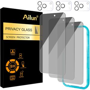 Ailun 3Pack for iPhone 17 Pro Privacy Screen Protector [6.3 inch]+ 3Pack Camera Lens Protector with Installation Frame,Dynamic Island Compatible,Anti Spy Tempered Glass[Not for iPhone 17/17ProMax/Air]
