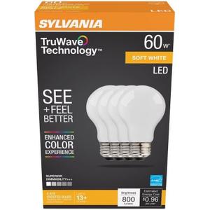LEDVANCE Sylvania 40670 A19 Led Light Bulb, 2700 K, Pack 4