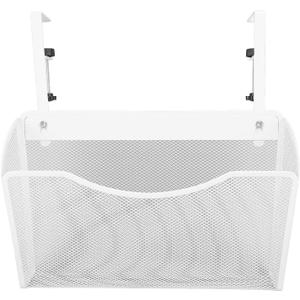 Asixxsix Under Desk Drawer, Desk Side Storage, Hanging Desk Organizer, Clamp On Desk Organizer, Mesh Metal Desk Drawer, Side Desk Organizer for Office and Home (White)