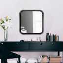Howard Elliott Templeton Square Wall Hanging Mirror, Black Frame Rounded Corner Wall Mirror, Modern Accent Contemporary Vanity Mirror for Living Room, Bathroom, Entryway & Bedroom, 16.5 x 16.5 Inch