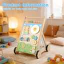 Wooden Baby Walker, Baby Walker with Wheels, Includes Montessori Sensory Toys and Activity Center, 6-18 Months for Boys and Girls, Medium