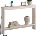 Console Table with Power Outlet and USB Port, 47" Long Behind Couch Table with Charging Station, Narrow Sofa Table for Entryway, Living Room, Foyer, Hallway, White Oak Grey, 47”W x 7”D x 32”H