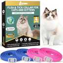 4 Pack Flea Collar for Cats, 32 Months Flea and Tick Prevention for Cats, Waterproof Cat Flea Collar, Natural Cat Flea and Tick Treatment, Adjustable Flea and Tick Collar for Cats Kittens(Blue&Pink)