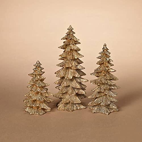 Gerson 51382 - S/2Resin Gold Glitter Tree, L Christmas Decorative Tree