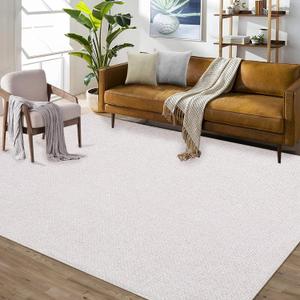 8x10 Area Rug Machine Washable Modern Solid Textured Area Rug Indoor Contemporary Stain Resistant Non-Slip Floor Cover Carpet Rug Foldable Accent Rug for Living Room Home Decor, Cream