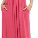 VIISHOW Women's Short Sleeve Loose Plain Maxi Dresses Casual Long Dresses with Pockets, M