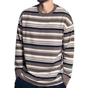 ZVX Striped Long Sleeved T-Shirt for Men Spring Casual T-Shirt for Men Retro Autumn Pullover Stripe tee Shirt, XL