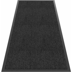 Front Door Mat, 4'x8' Indoor Outdoor Door Mat, Commercial Industrial Entrance Doormat, Heavy Duty Welcome Mat, Rubber Backing Non Slip Doormat for Entryway (Dark Grey Striped)